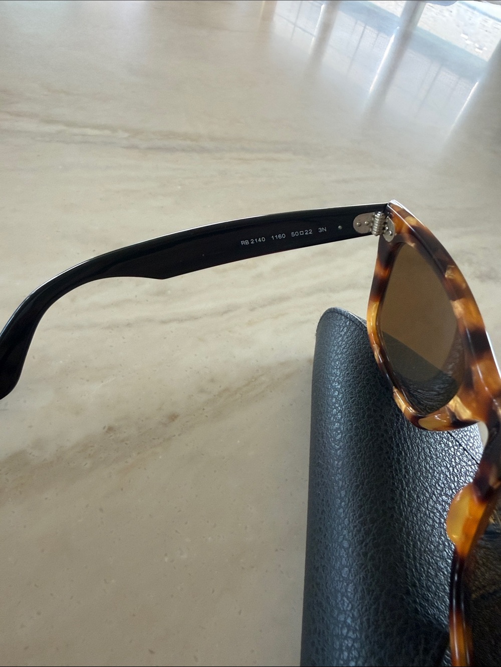 Ray-Ban Wayfarer Sunglasses in Yellow & Brown Tortoise with Black Temple - Picture 3 of 5